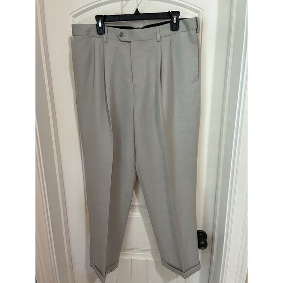 36x28 Croft & Barrow Beige Pleated Men's Dress Pants - Picture 1 of 2